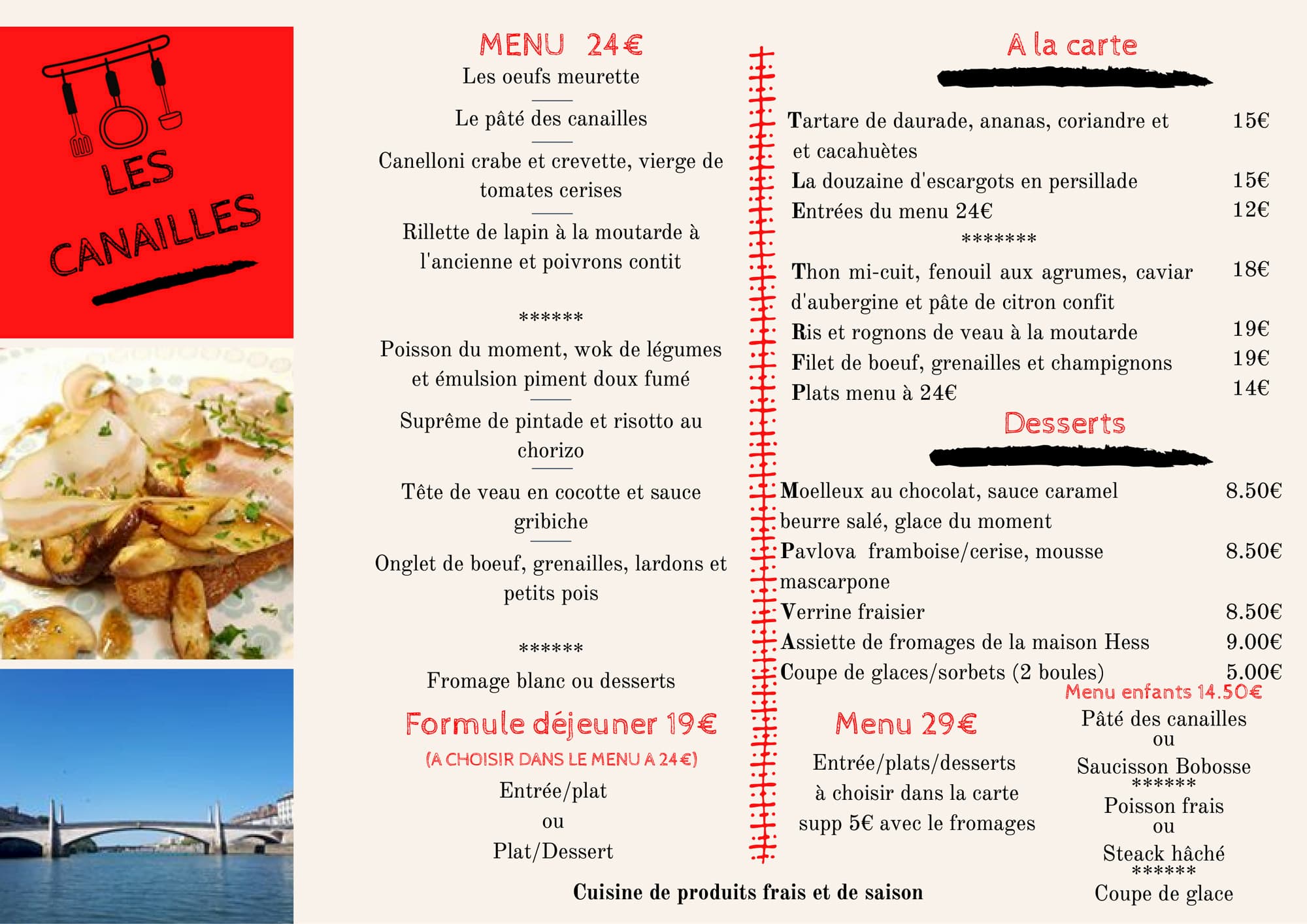 Carte & Menus - Les Canailles - Restaurant Chalon Sur Saône